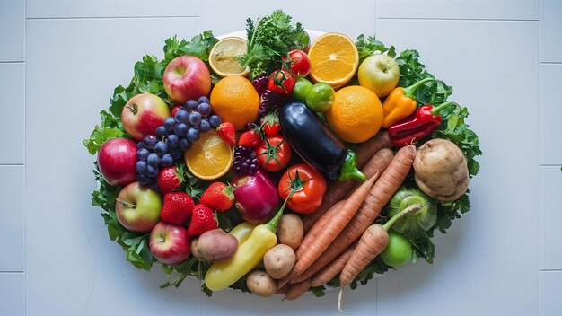 Collection de fruits et légumes isolés