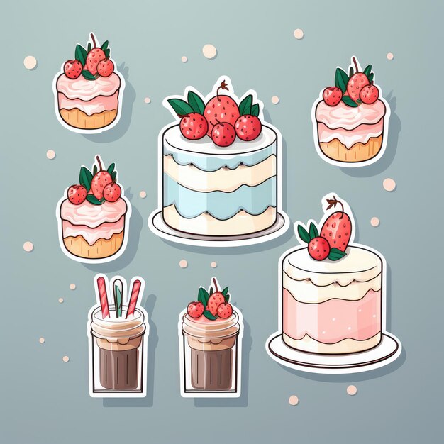 une collection de gâteaux avec des fraises et du chocolat.