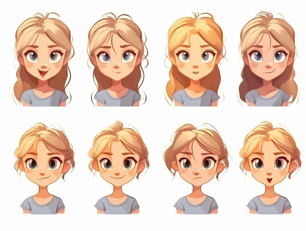 Photo collection d'illustrations de filles blondes