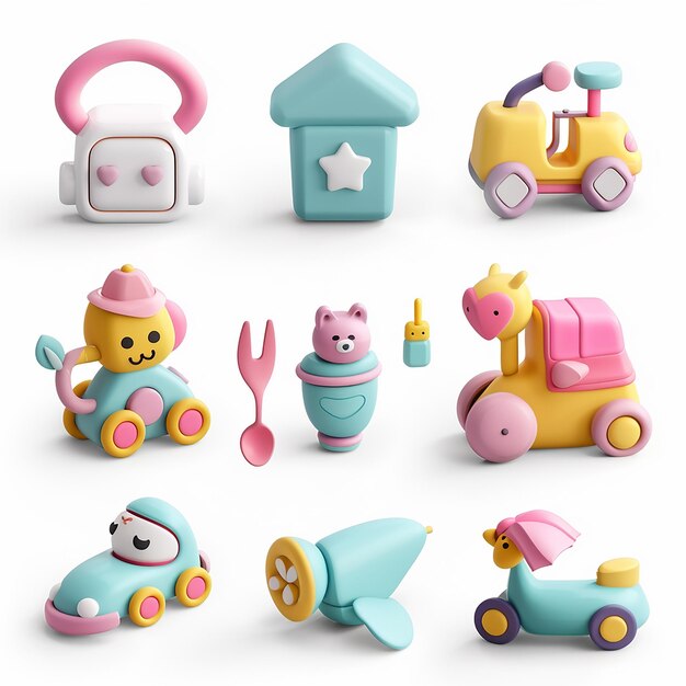 une collection de jouets comprenant une voiture de jouets un jouet et un jouet