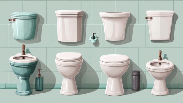 Photo la collection de lavabos de toilettes pour l'aménagement d'intérieur illustration moderne dans un style plat