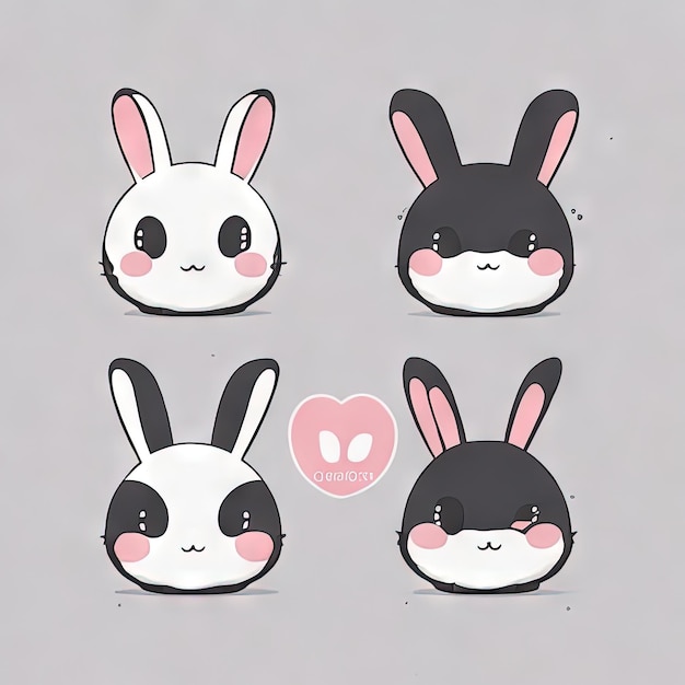 Collection de logos d'animaux mignons Kawaii