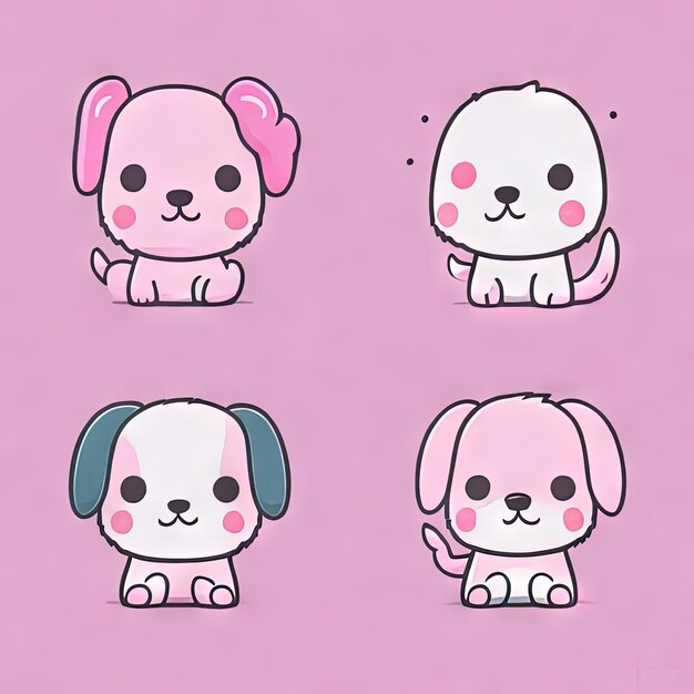 Collection de logos d'animaux mignons Kawaii