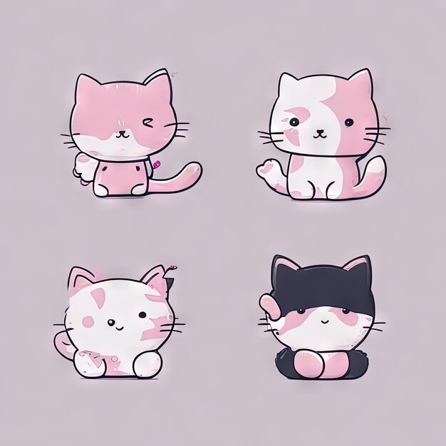 Collection de logos d'animaux mignons Kawaii