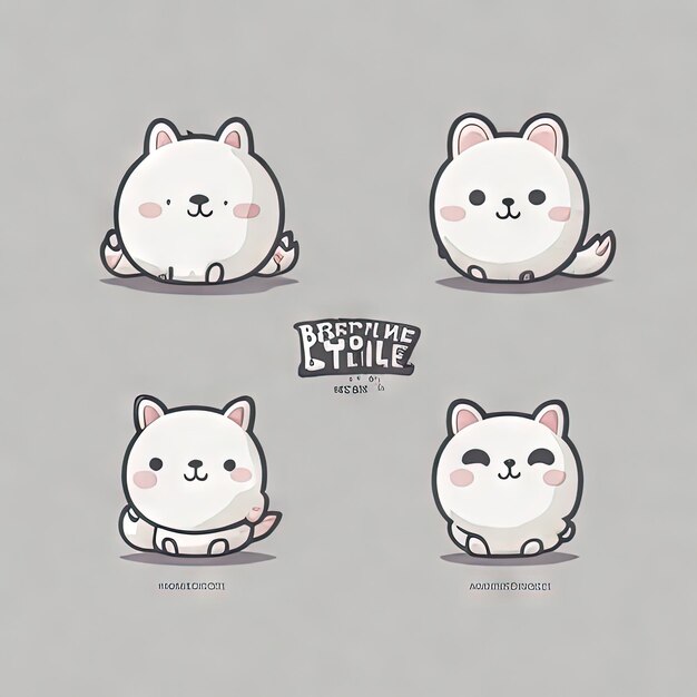 Collection de logos d'animaux mignons Kawaii