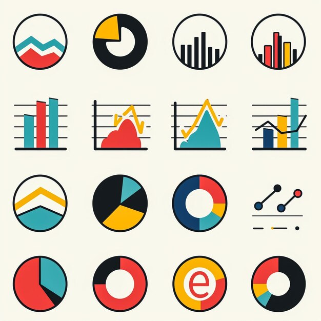 Photo une collection de logos comprenant un diagramme et des graphiques