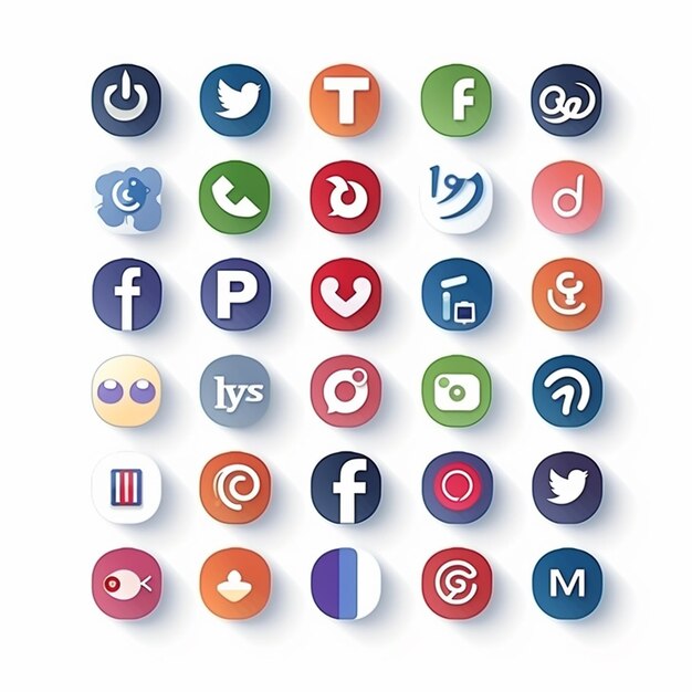 Collection de logos de médias sociaux dans un style plat sur un fond blanc