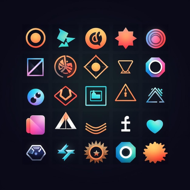 Collection de logos de médias sociaux avec des formes géométriques