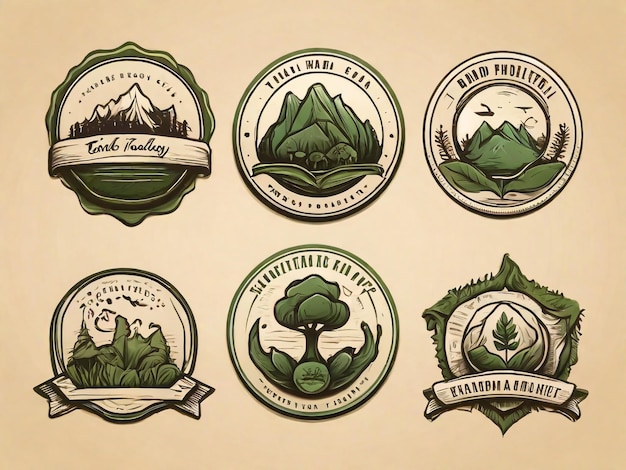 une collection de logos pour un village de montagne