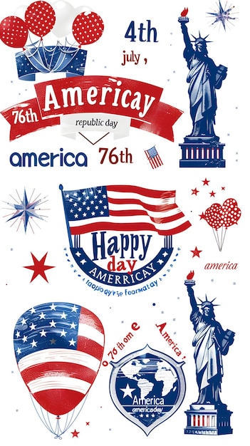 collection de logos vectoriels avec texte 4 juillet joyeux jour de la république américaine
