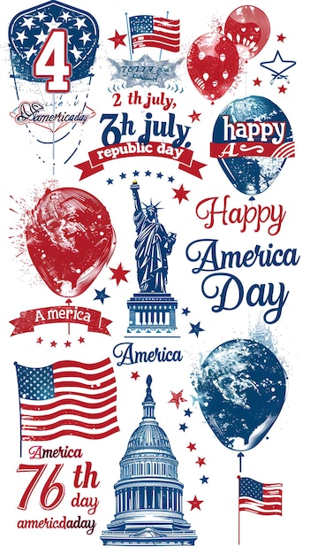 collection de logos vectoriels avec texte 4 juillet joyeux jour de la république américaine