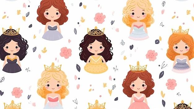 Une collection de mignonnes petites princesses de la collection.