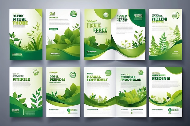 Photo collection de modèles de couverture de brochures et de présentation de flyers pour les produits naturels et biologiques