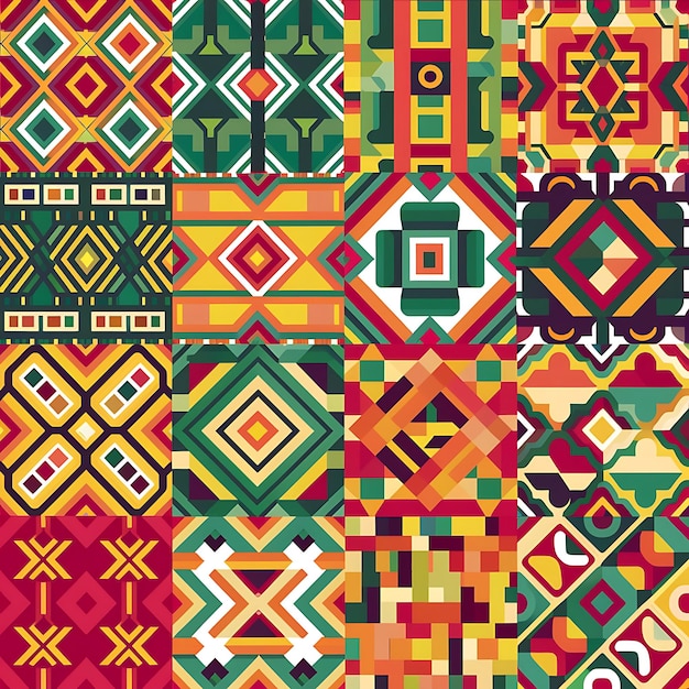 une collection de motifs colorés comprenant un dessin le mot " im a "