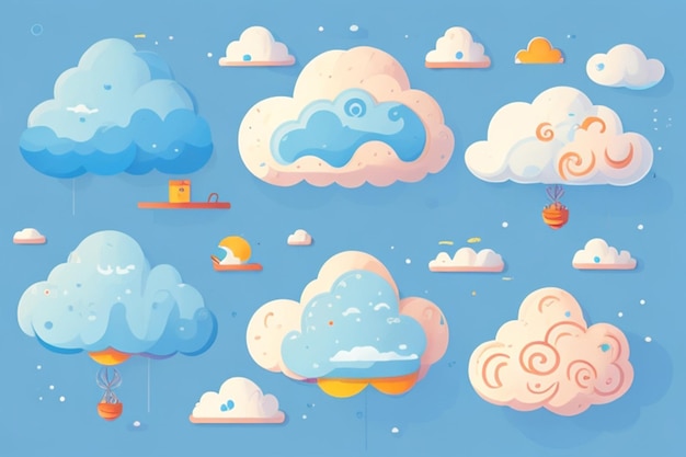 Collection de nuages de dessin animé