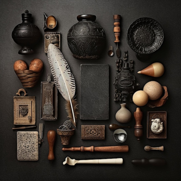 Une collection d'objets dans une composition unique