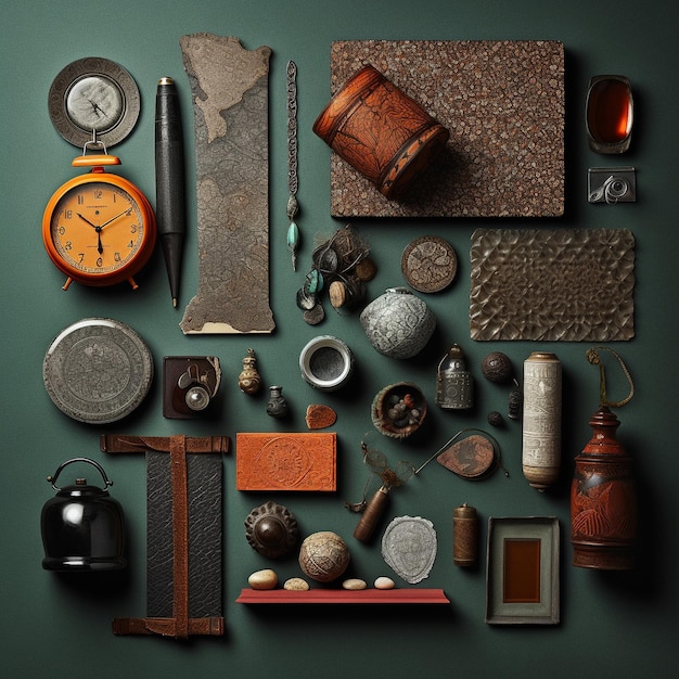 Photo une collection d'objets dans une composition unique