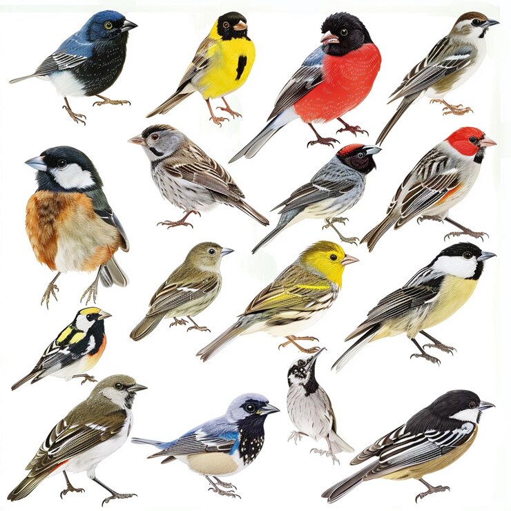 Photo une collection d'oiseaux