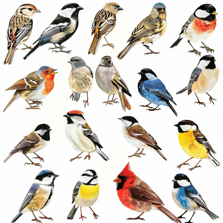 Photo une collection d'oiseaux