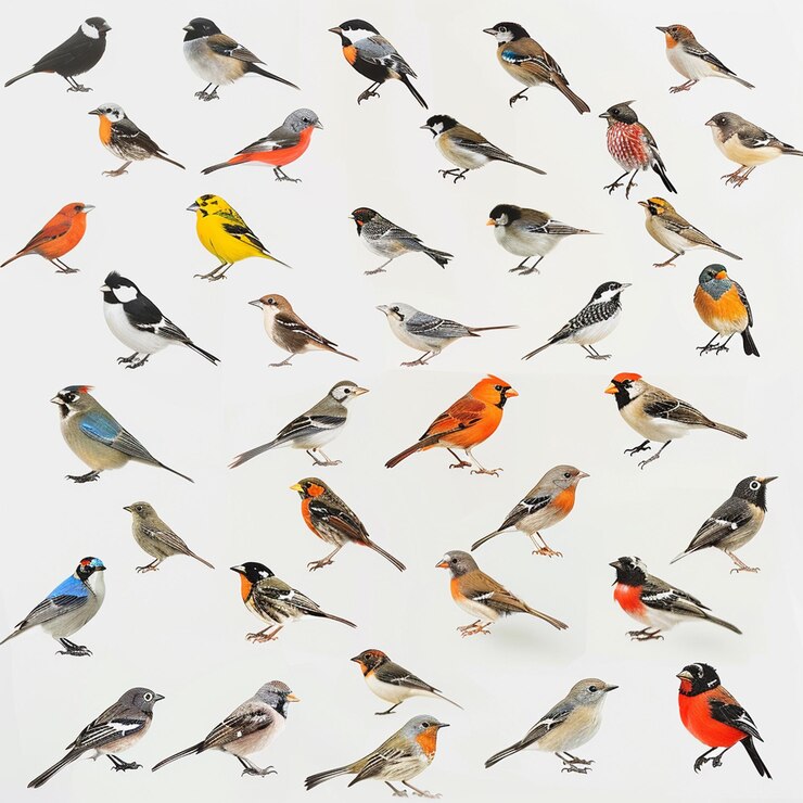 Photo une collection d'oiseaux