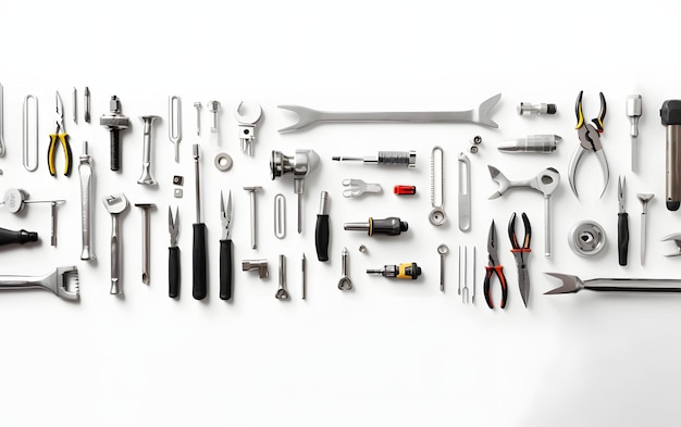 Une collection d'outils comprenant une clé, une clé et un homme.