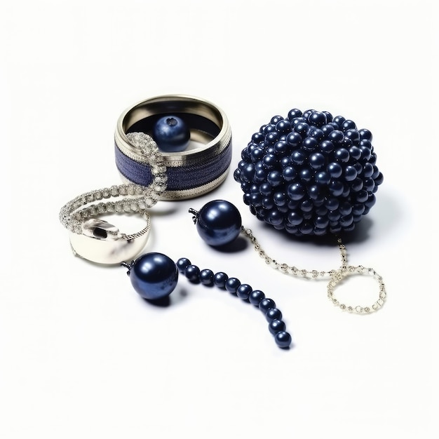 Une collection de perles bleues dont une qui dit " bleu ".