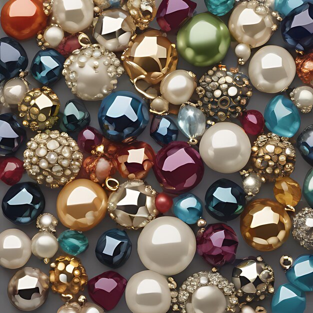 Photo une collection de perles colorées brillantes et colorées