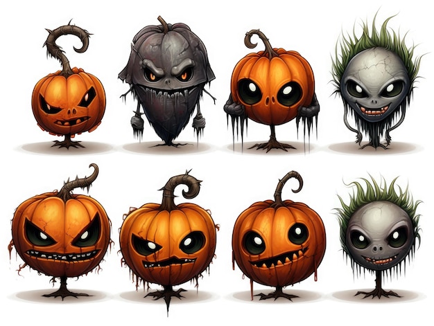 Collection de personnages de citrouille effrayants pour Halloween