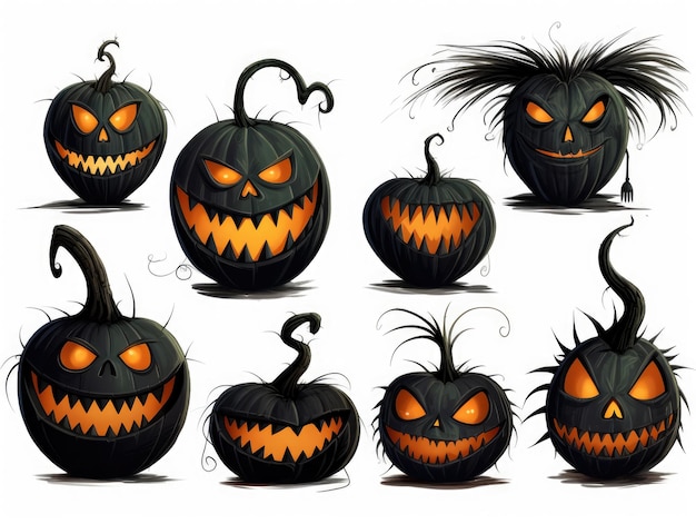 Collection de personnages de citrouille effrayants pour Halloween