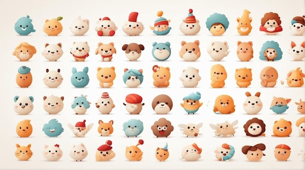 une collection de personnages de dessins animés dont un avec un chapeau bleu