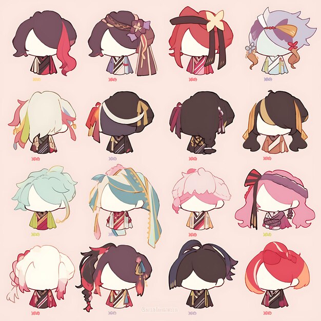 La collection de personnages mignons colorés Hwarang Chibi Kawaii Armor Fashion Vibrant Col