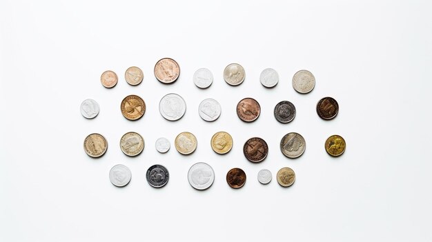 Une collection de pièces de monnaie dont une qui dit " pennies ".