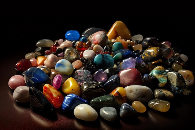 Collection de pierres précieuses polies avec une variété de couleurs illustration d'art numérique