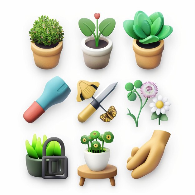 une collection de plantes et un couteau dans un pot