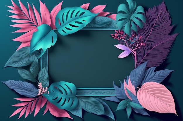 Collection de plantes à feuillage de feuilles tropicales de couleur bleue avec un espace pour l'arrière-plan de copie