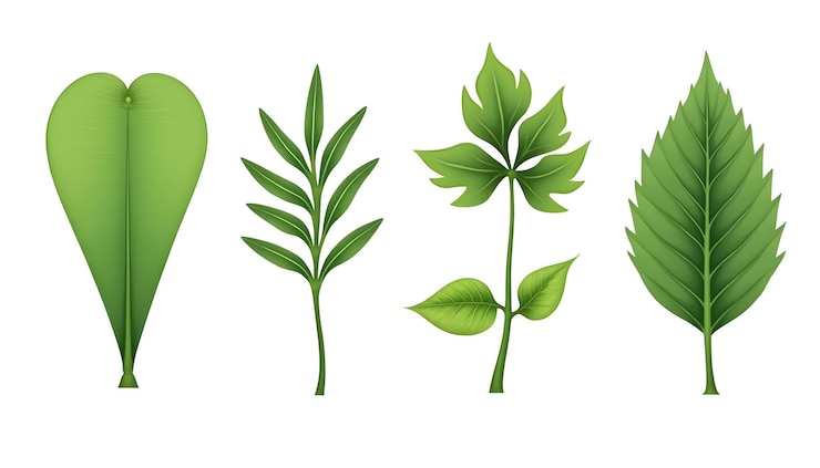 Photo une collection de plantes avec des feuilles et des feuilles