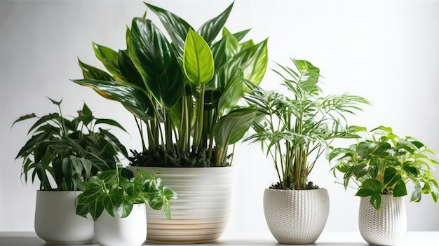 Une collection de plantes en pots sur une table