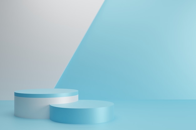 Collection de podium bleu minimal sur fond abstrait rendu 3d