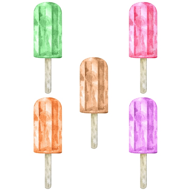 Collection de popsicle aquarelle