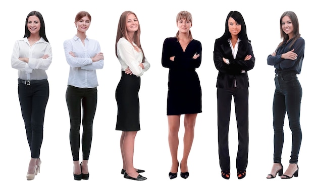 Collection de portraits en pied de jeunes femmes d'affaires isolées sur fond blanc