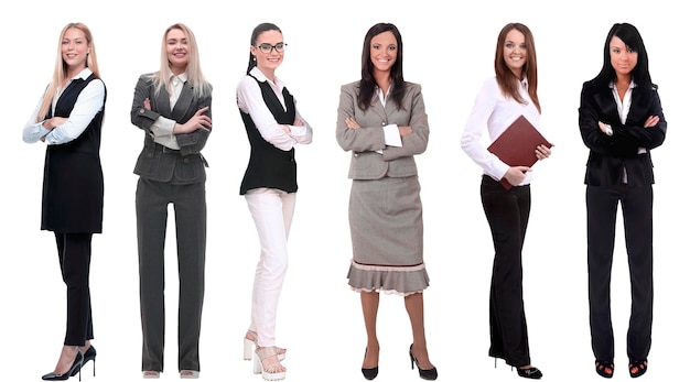 Collection de portraits en pied de jeunes femmes d'affaires