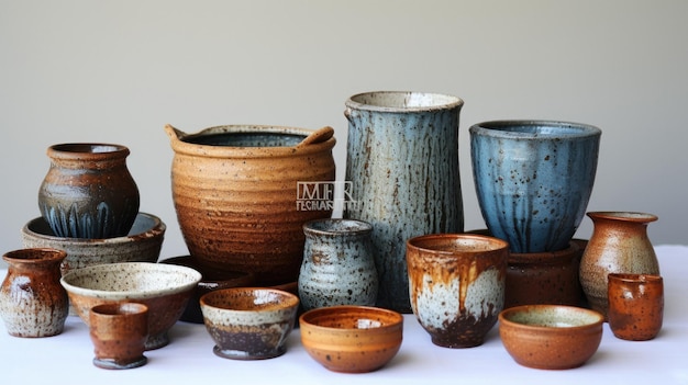 Une collection de poteries de la collection de l'entreprise.