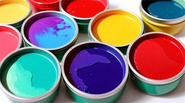 Pots De Peinture De Différentes Couleurs