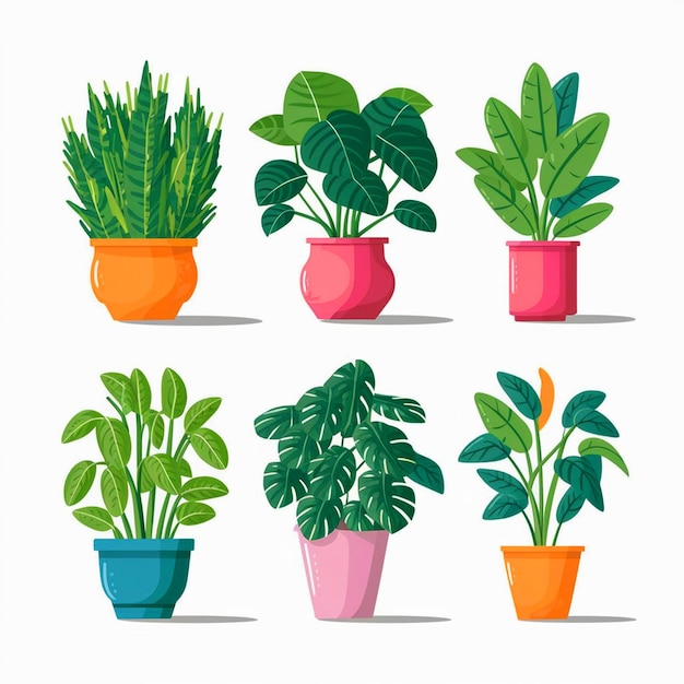 une collection de pots avec des plantes et des plantes