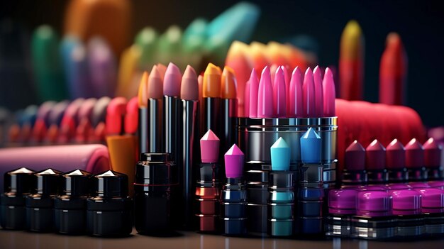 Collection de produits de beauté aux couleurs vives