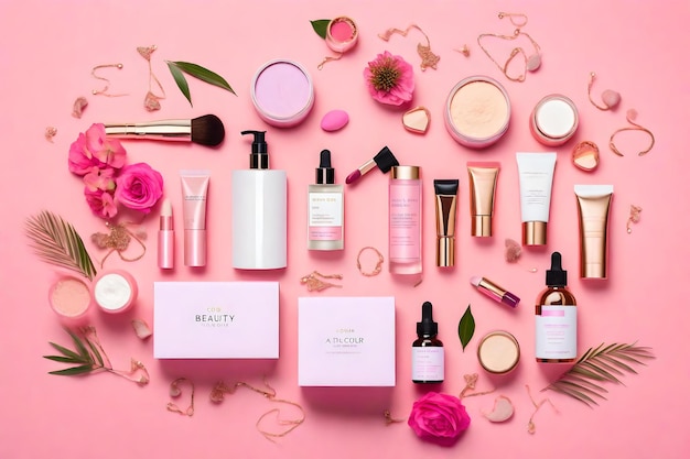 Une collection de produits de beauté, y compris des produits de beauté.