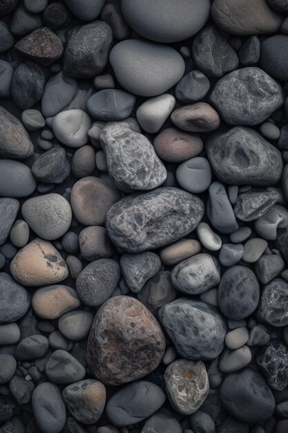 Une collection de rochers sur une plage.