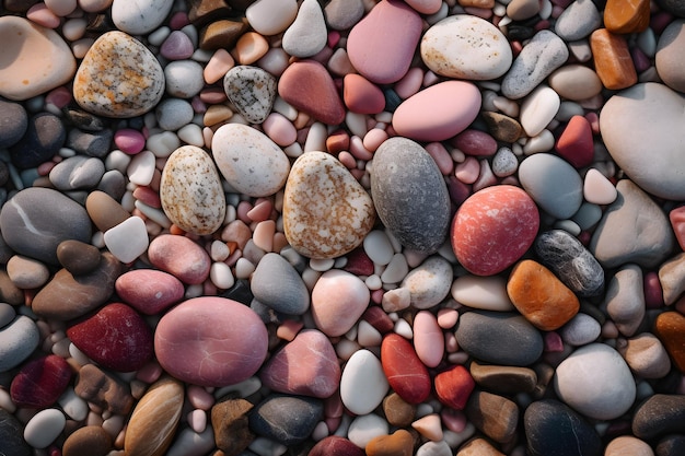 Une collection de roches colorées sur une plage