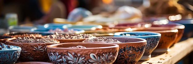 Une collection de roues de poterie papier peint en argile