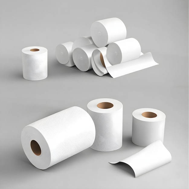 Une collection de rouleaux de papier toilette et de rouleeaux de papier.